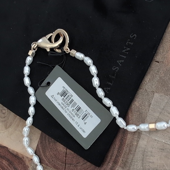 All Saints 8–8.5mm Freshwater Pearl Collar Necklace + Logo Dust Bag Nwt ❤️ - Picture 3 of 7